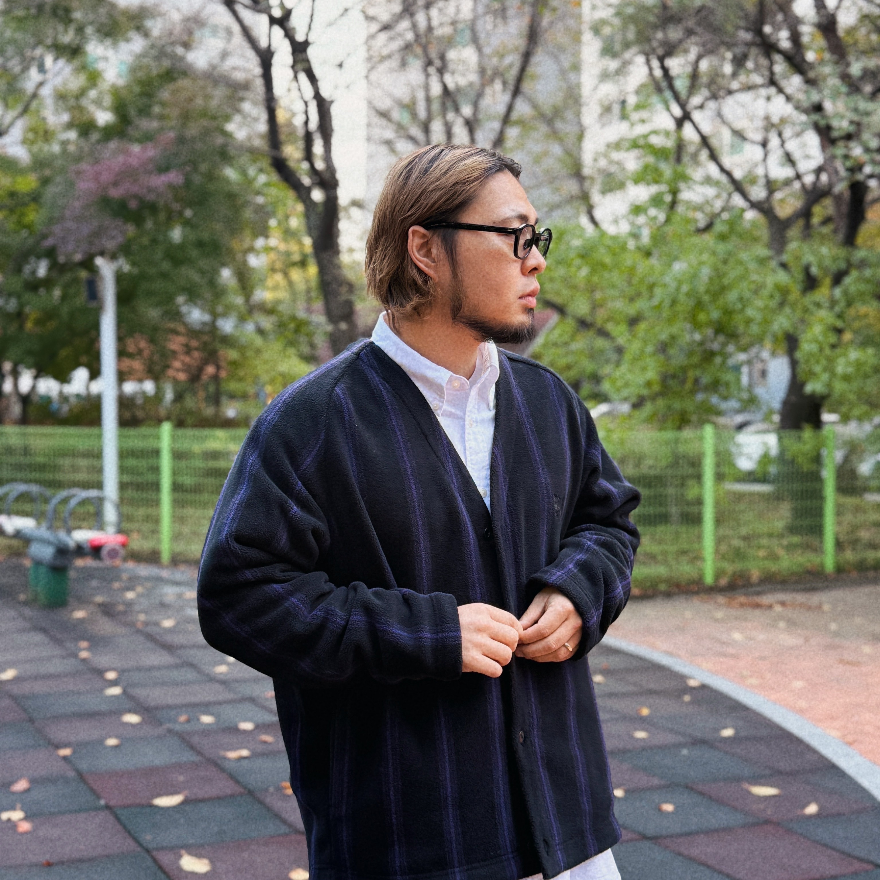 Uniqlo x Needles Fleece Oversized Cardigan Black - KR, Uniqlo x Needles Fleece Wide Pants Black - KR 착용 스타일 - 8