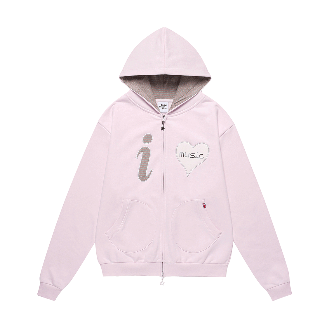 CV2FFUM481APK CAVISH I Love Music Zip Up Hoodie Pink