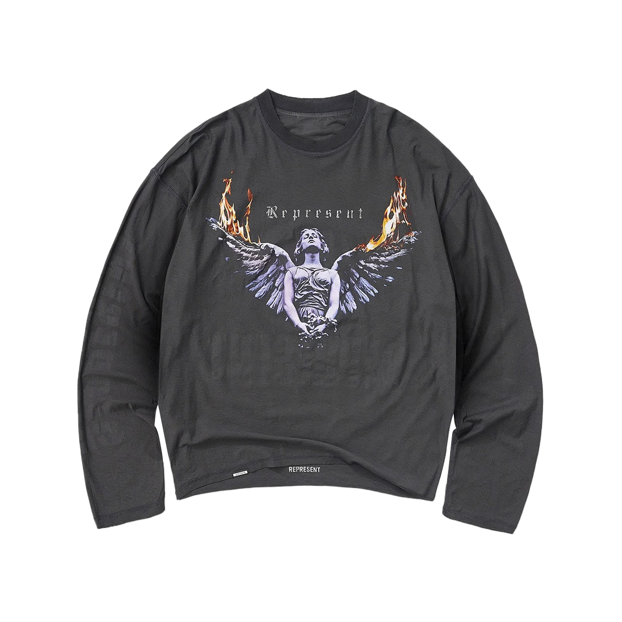 리프레젠트 리빙 레거시 투어 롱 슬리브 티셔츠 선 페이드 그레이 - 25FW(Represent Living Legacy Tour Long Sleeve T-Shirt Sun Fade Grey - 25FW)