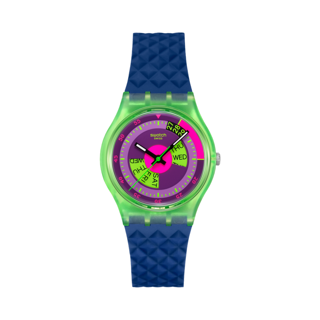 스와치 네온 스카이차트 34mm 쿼츠 매트 다크 블루(Swatch Neon Skychart 34mm Quartz Matte Dark Blue)