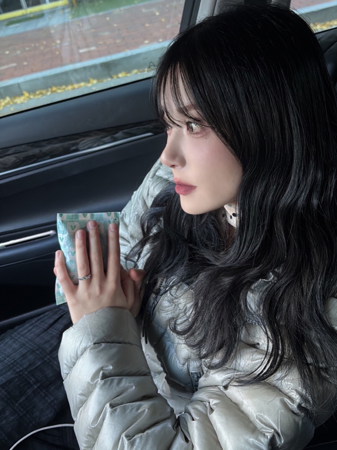 Musinsa Standard City Leisure Sheer Ripstop Hooded Light Down Jacket Light Grey 착용 스타일 - 2