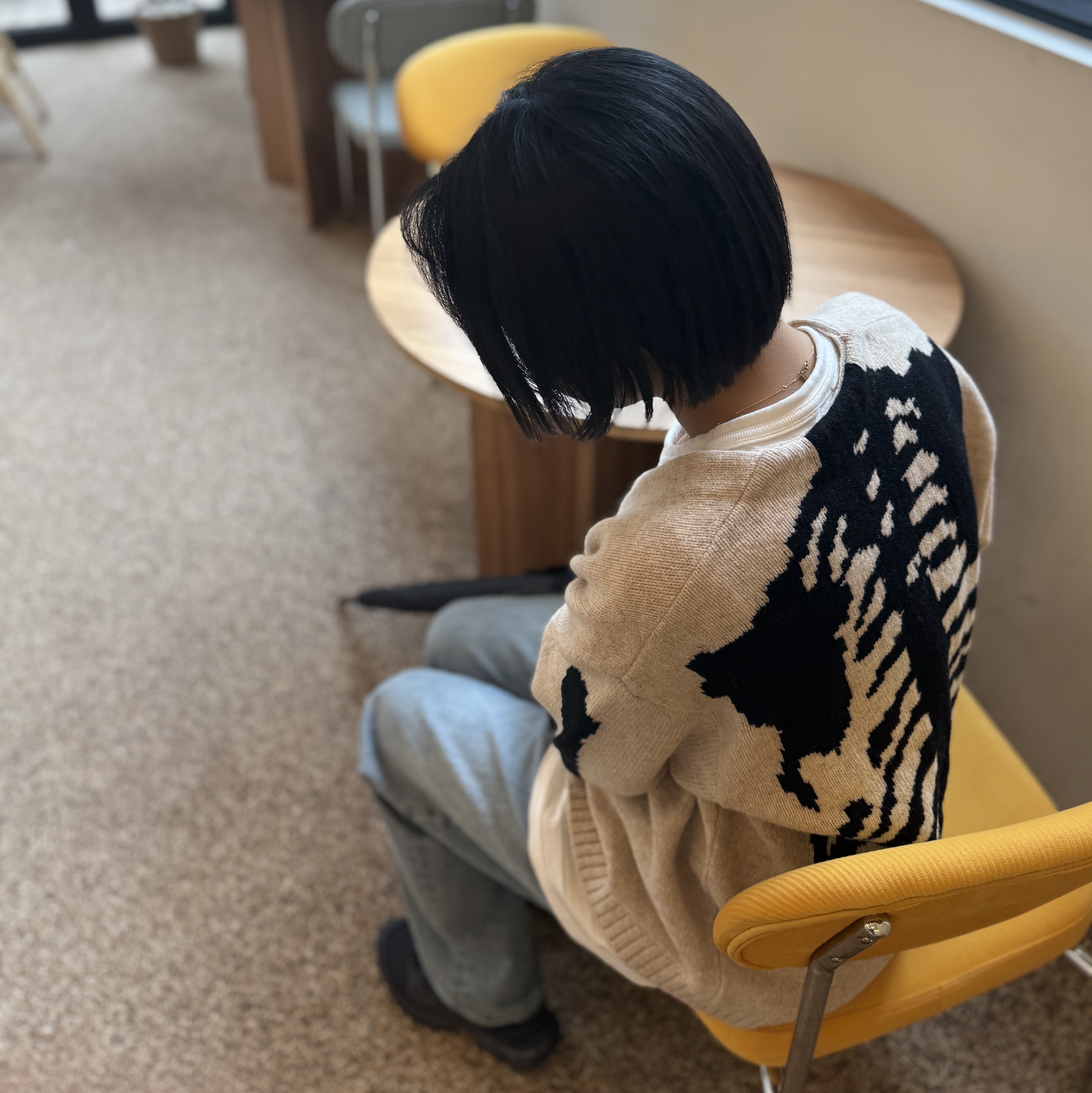 Kapital 5G Wool Bone Short Cardigan Kinari 착용 스타일 - 2