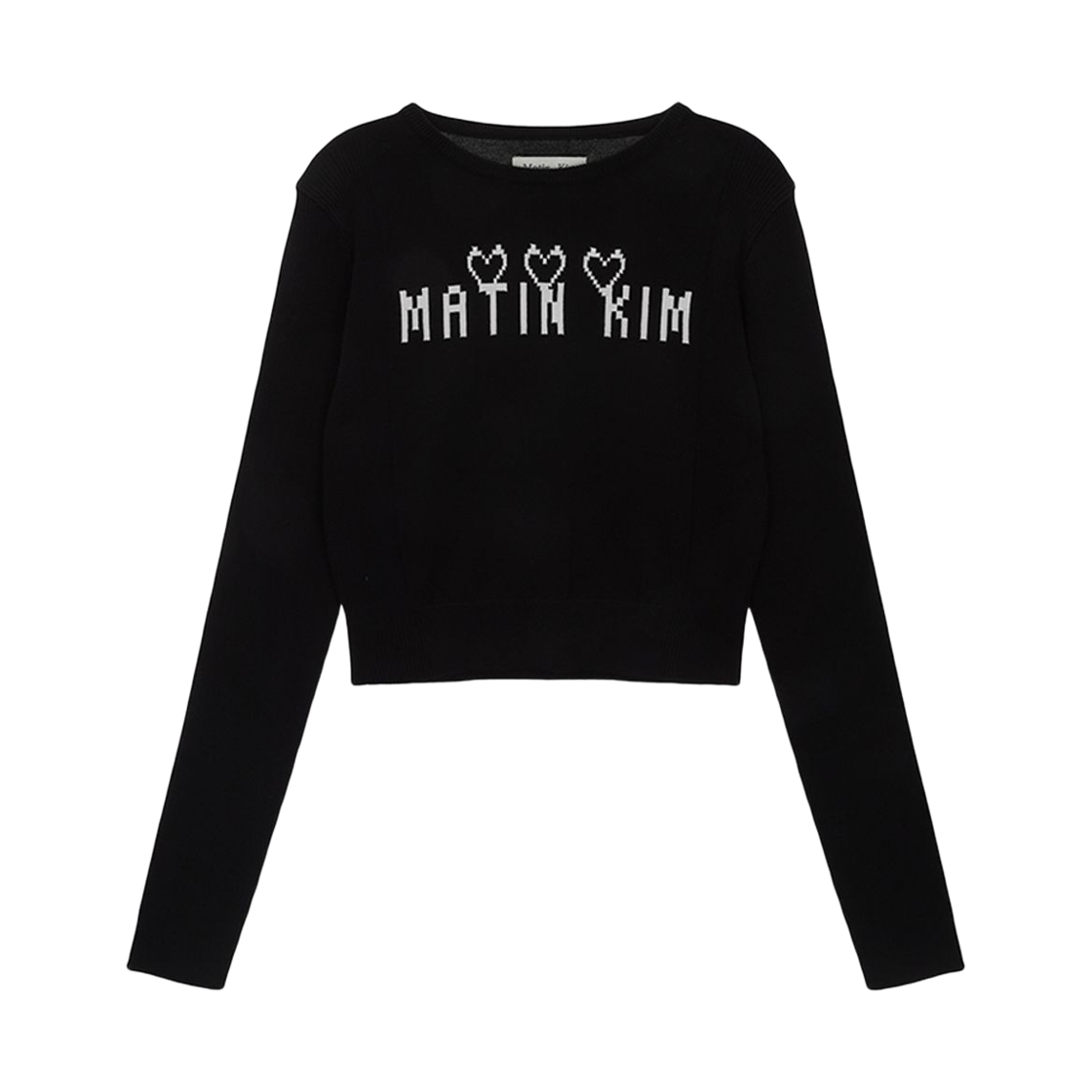 MK2477PO021MBB (W) Matin Kim Logo Point Jacquard Knit Crop Top Black