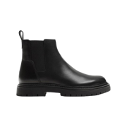 Zara Leather Chelsea Boots Black