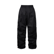emostanceclub Wide Baggy Nylon Pocket Cargo Pants Black