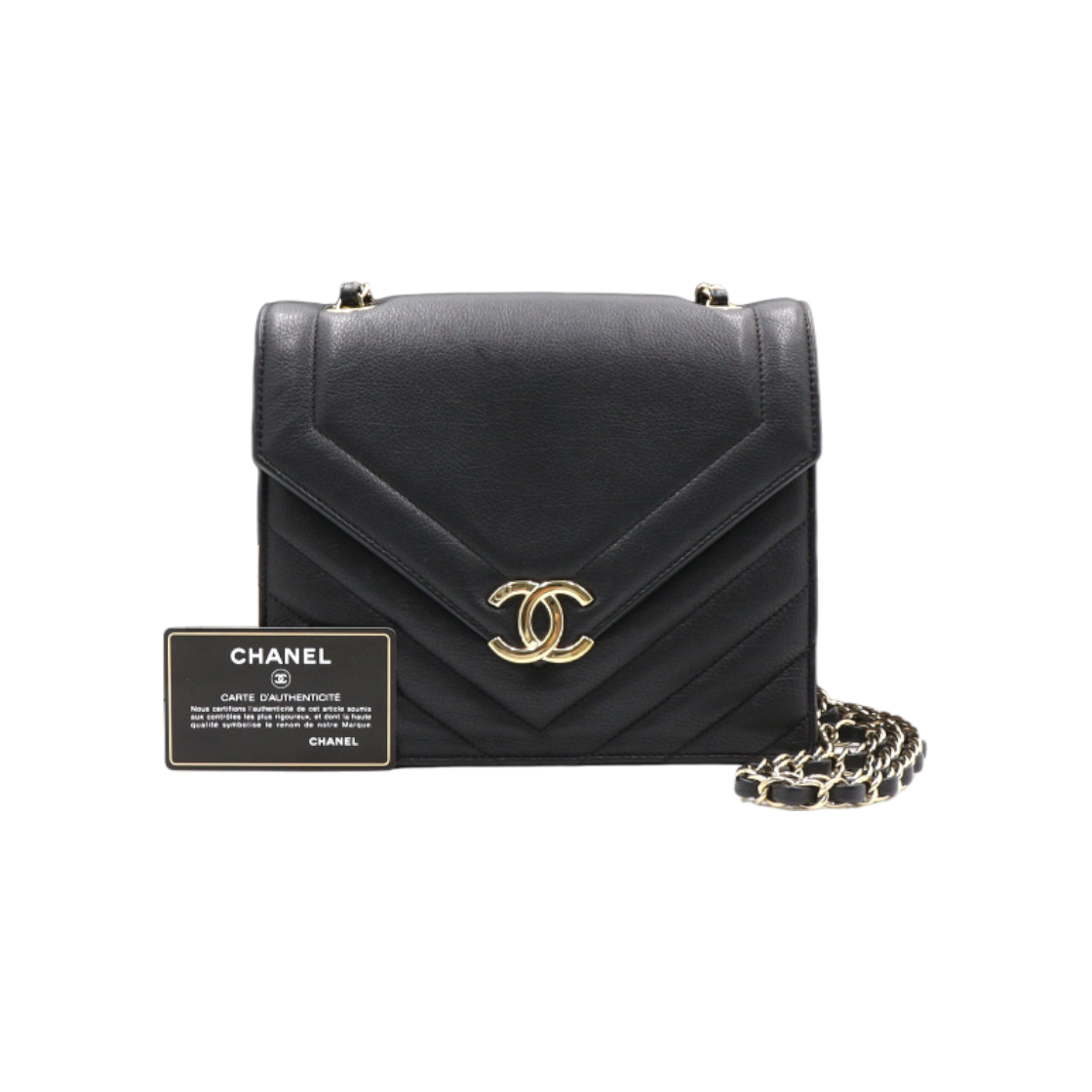 ITL4S4IJ529S Chanel Chevron Flap Medium Gold Chain Shoulder and Crossbody Bag