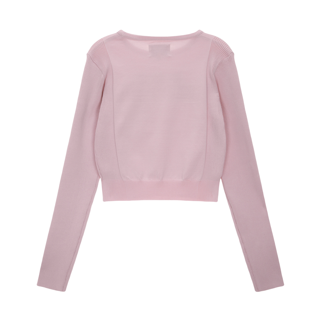 (W) 마뗑킴 로고 포인트 자카드 니트 크롭 탑 라이트 핑크((W) Matin Kim Logo Point Jacquard Knit Crop Top Light Pink) - 2