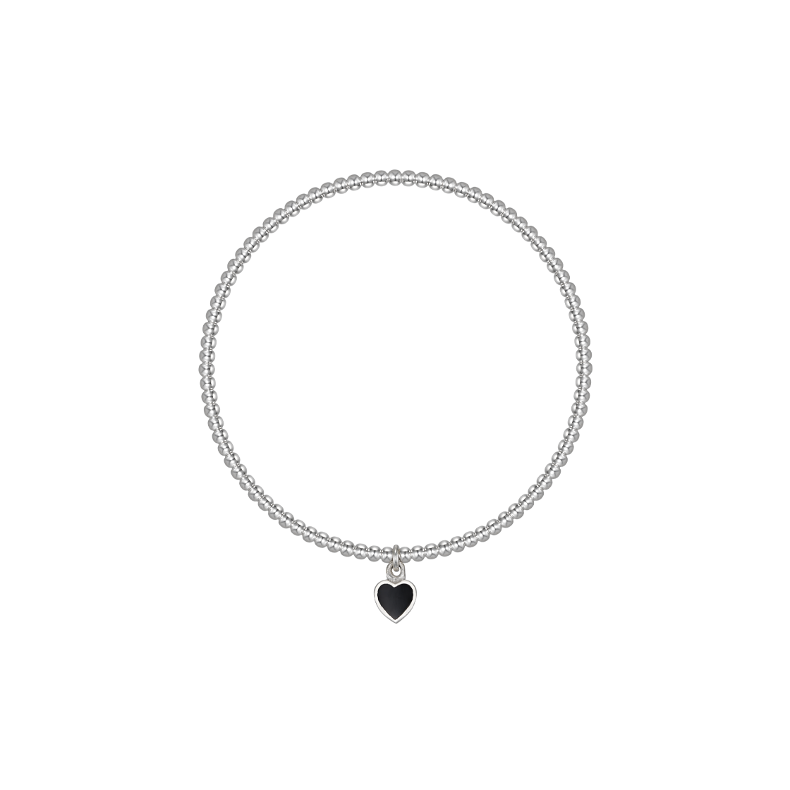 05228-B-SV Byweekend Black Heart Free bracelet Silver