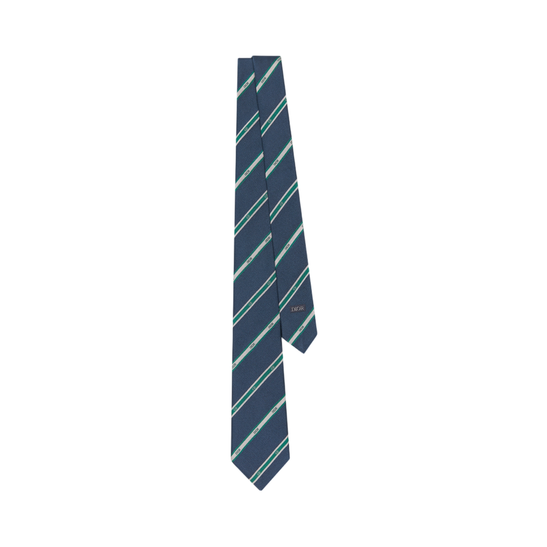 61C1047B6020-C586 Dior Club Tie Striped Silk Navy Blue Green Gray