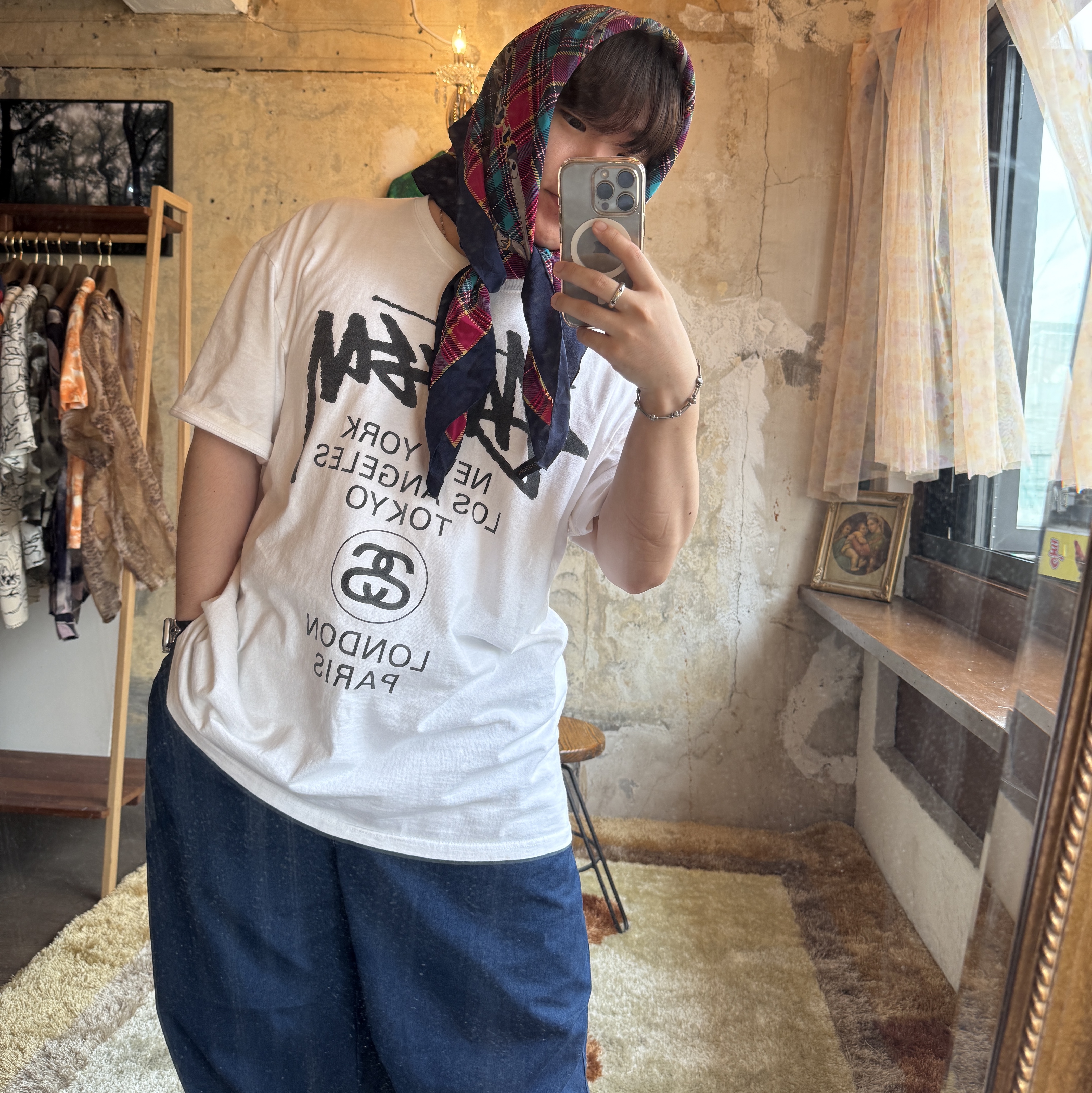 Stussy World Tour T-Shirt White 2023 착용 스타일