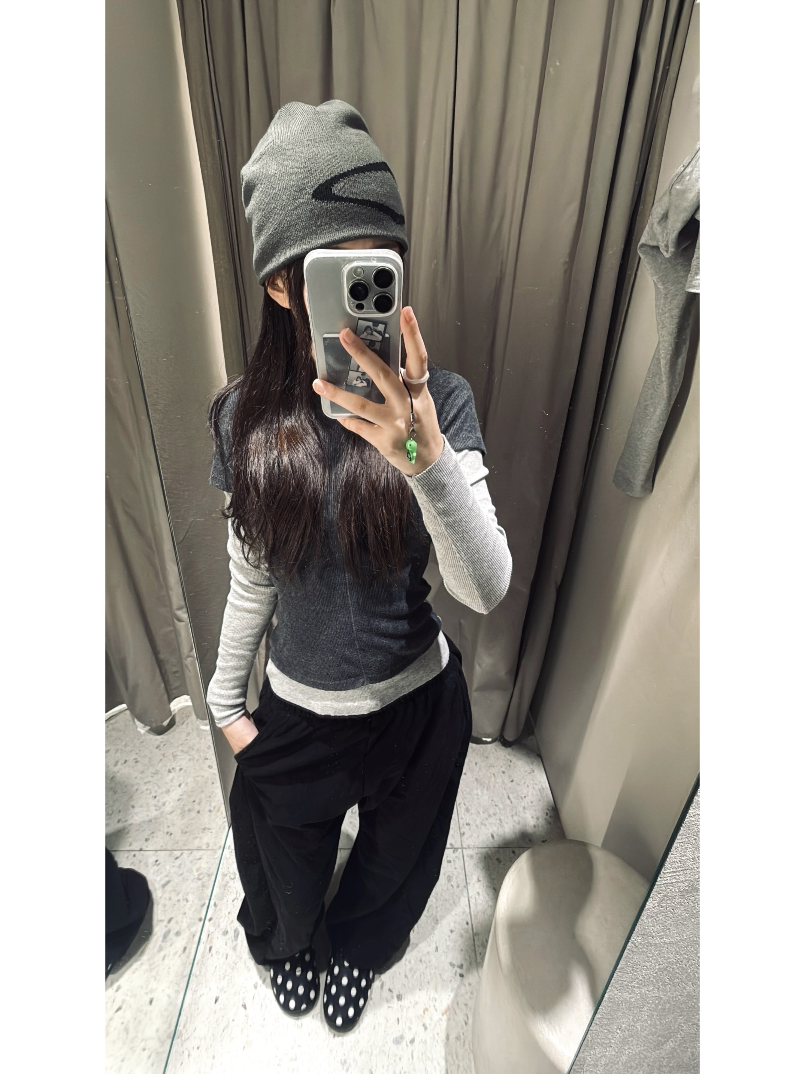 Mischief Wide Rhombus Beanie Dark Green, Subu Permanent F-Line Dots 착용 스타일