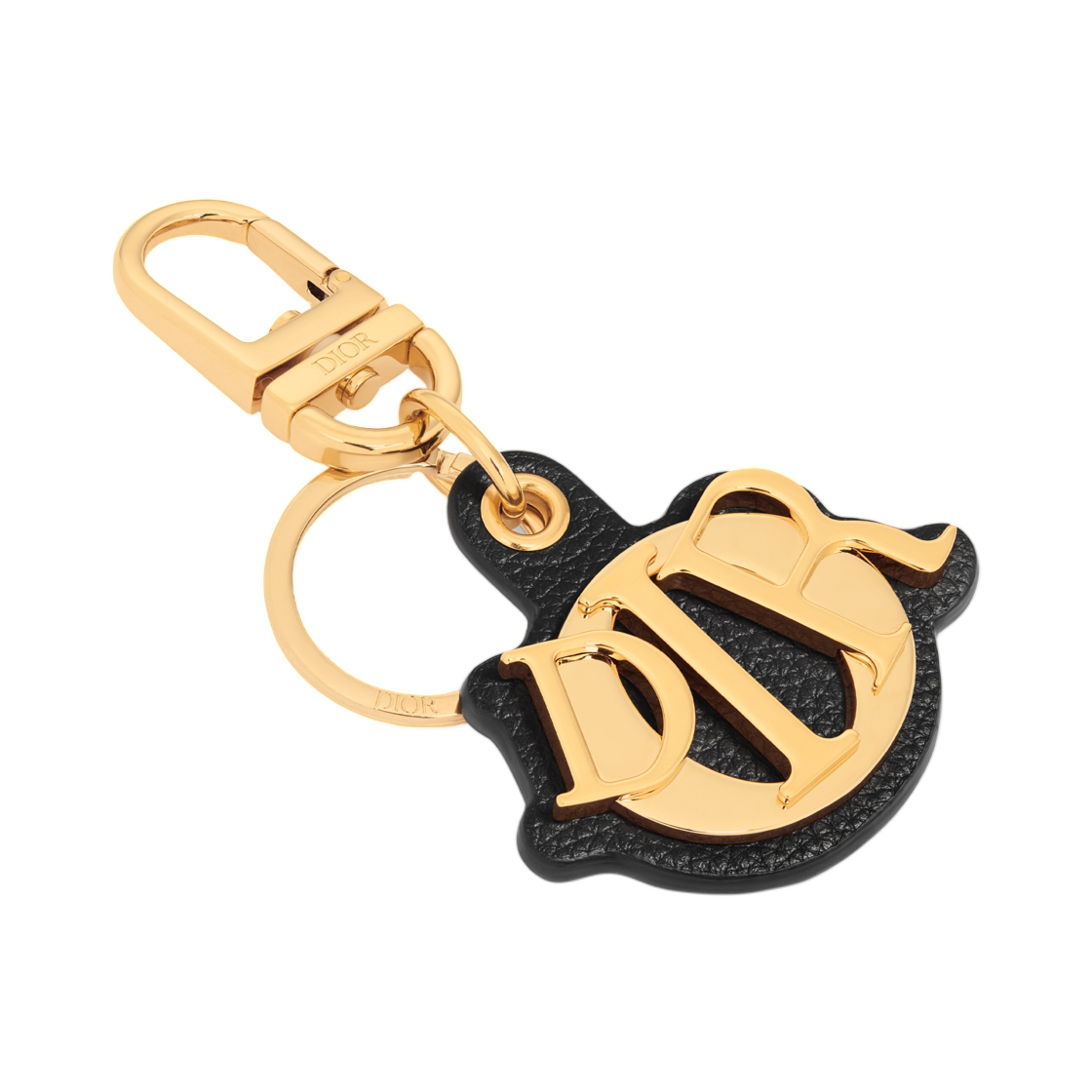 디올 참 키링 그레인드 카프스킨 & 피니쉬 브래스 블랙 골드(Dior Charm Key Ring Grained Calfskin & Finish Brass Black Gold) - 1