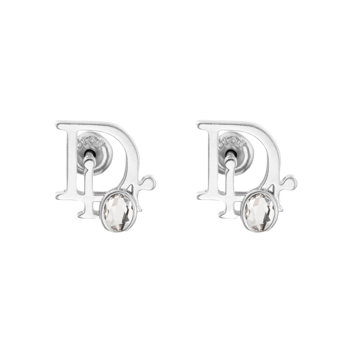 E4306HOMMT-D001 Dior Sparkle Earrings Finish Brass & Crystals Silver White