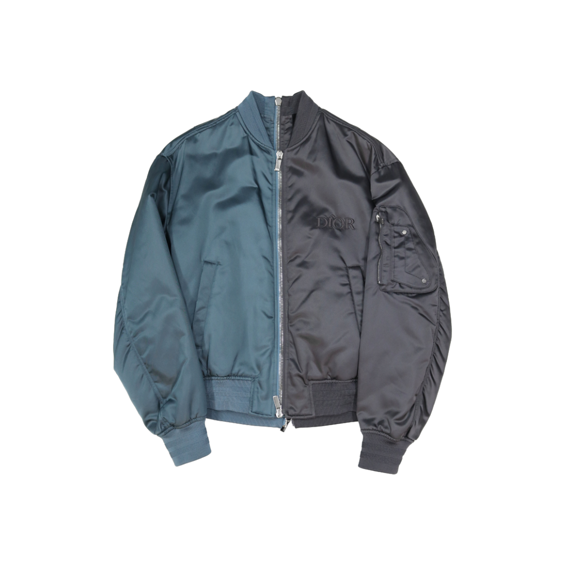 디올 블루 그레이 새틴 봄버 재킷 A-C39677(Dior Blue Gray Satin Bomber Jacket A-C39677)