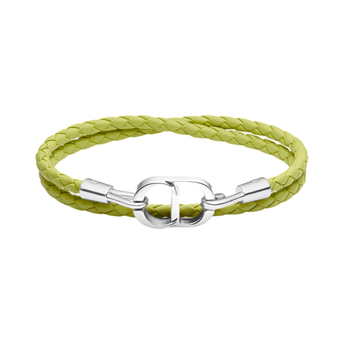 디올 CD 아이콘 우븐 레더 더블 브레이슬릿 카프스킨 & 피니쉬 브래스 그린 실버(Dior CD Icon Woven Leather Double Bracelet Calfskin & Finish Brass Green Silver) - 1