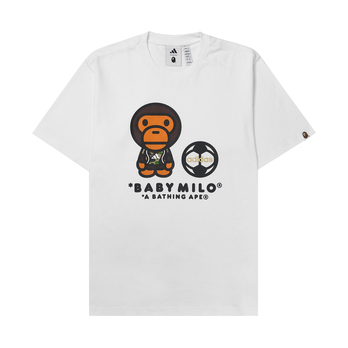 아디다스 x 베이프 베이비 마일로 티셔츠 화이트 - KR 사이즈(Adidas x BAPE Baby Milo T-Shirts White - KR Sizing)