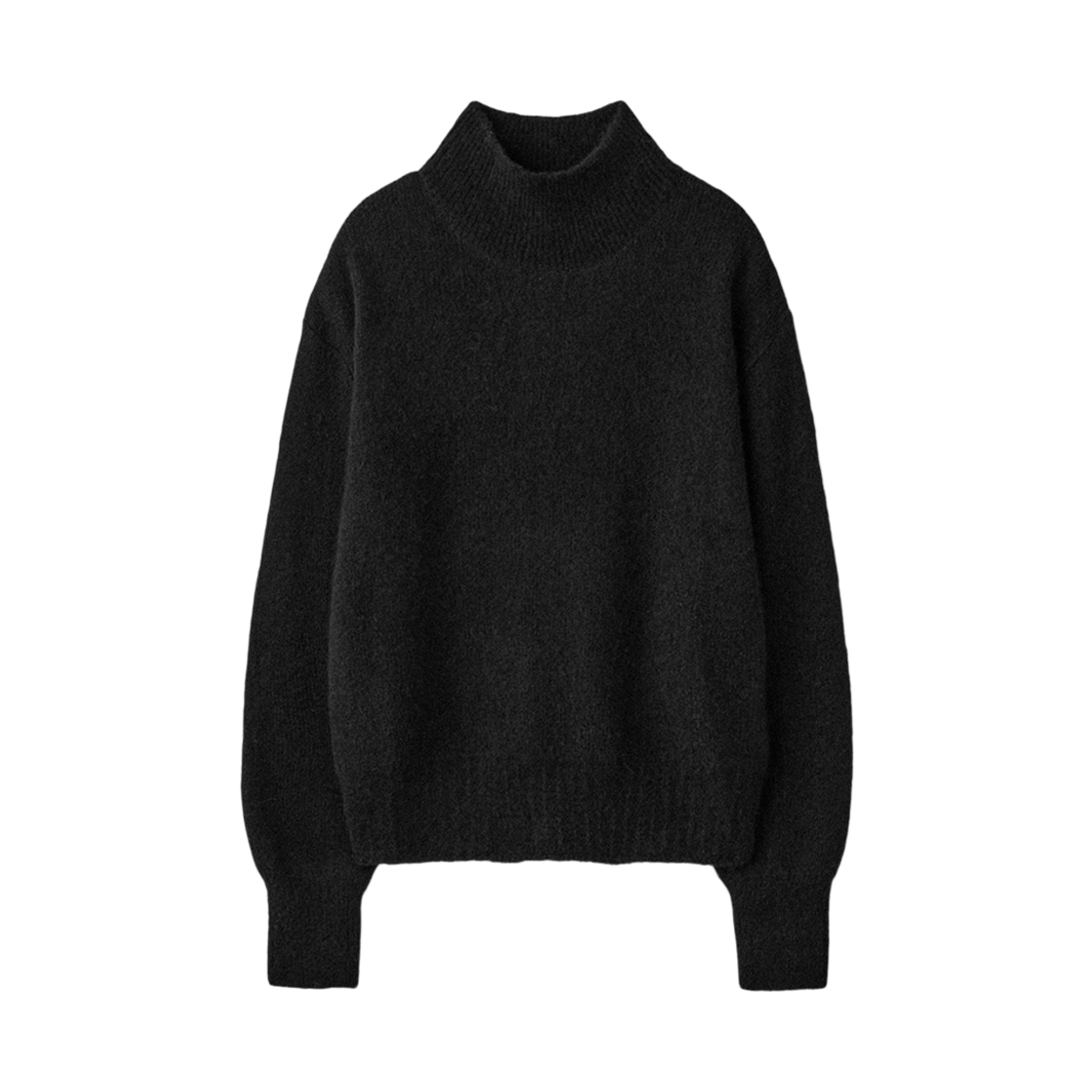 UM254WPO84BK UMARMUNG Peruvian Baby Alpaca Yarn High Neck Pullover_Black