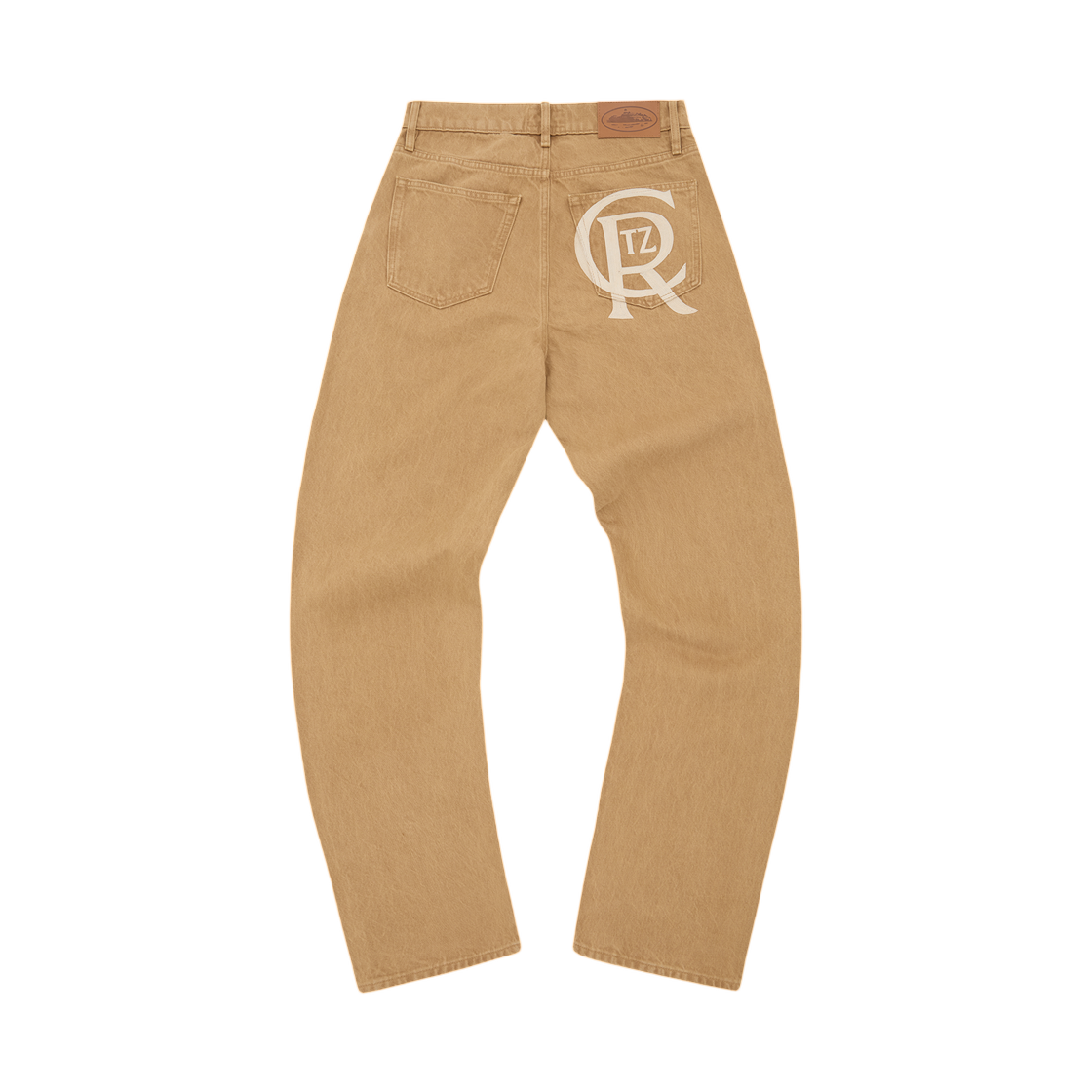 - Corteiz Crest Chainstitch Baggy Jeans Tan
