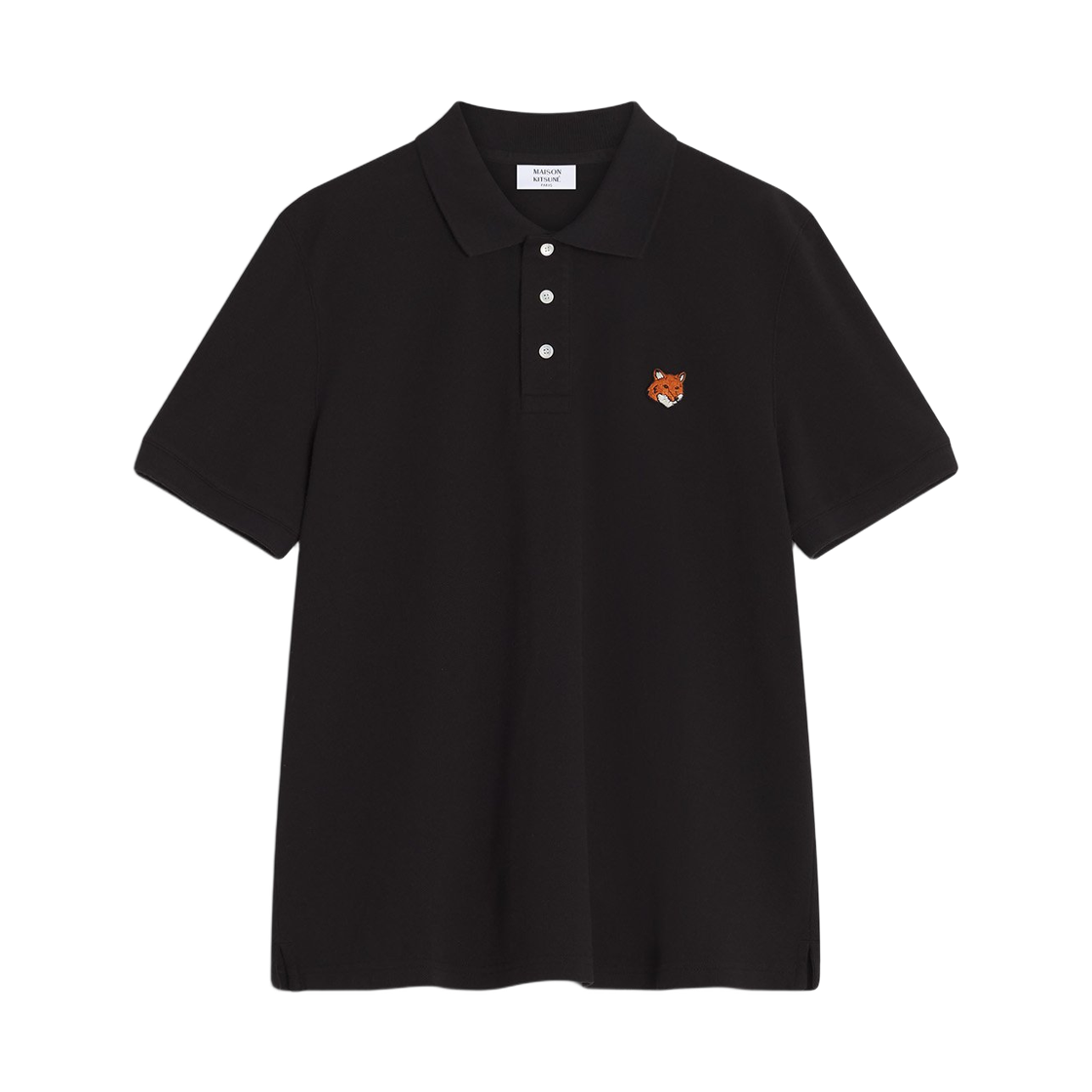 메종 키츠네 폭스 헤드 레귤러 폴로 블랙(Maison Kitsune Fox Head Regular Polo Black)