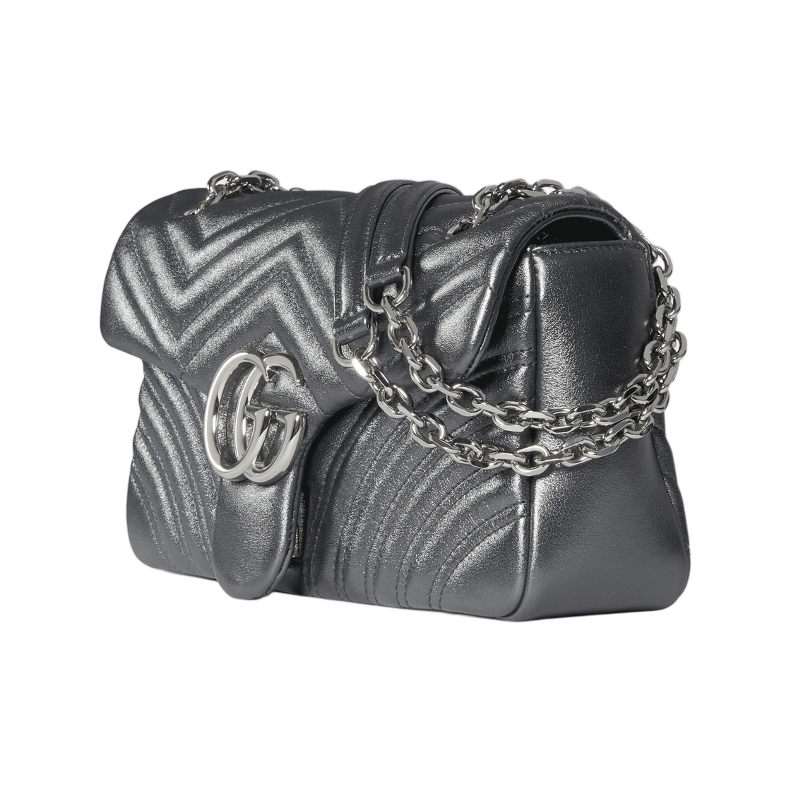 구찌 GG 마몽 미디움 숄더백 실버(Gucci GG Marmont Medium Shoulder Bag Silver) - 2