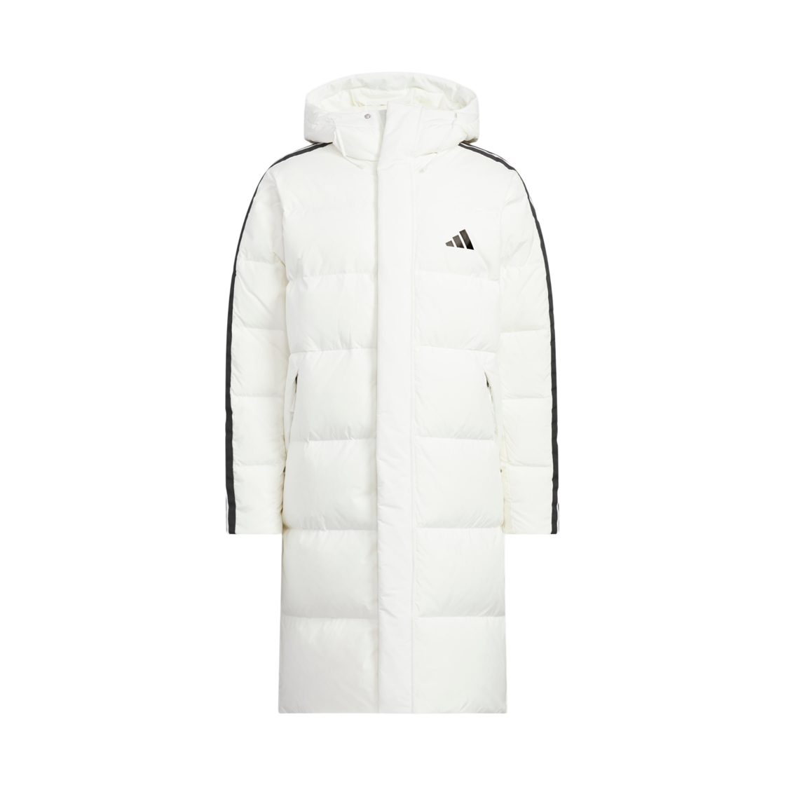 아디다스 3 스트라이프 레귤러 핏 롱 다운 코트 오프 화이트 - KR 사이즈(Adidas 3 Stripes Regular Fit Long Down Coat Off White - KR Sizing)