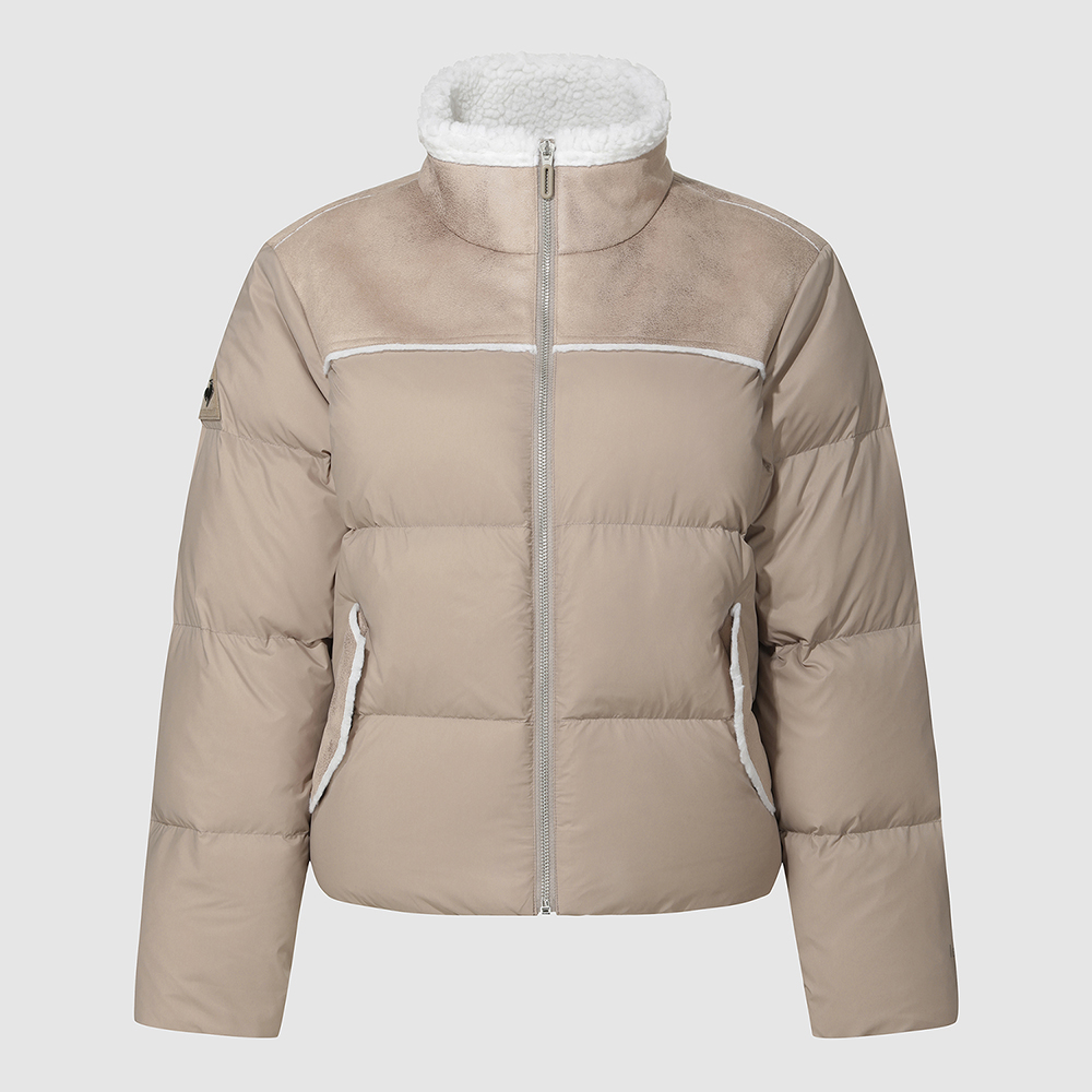 르꼬끄 스포르티브 여성 루즈핏 페이크 무스탕 다운 자켓 - 베이지 QQ422ODJN6(le coq sportif Women's Loose-Fit Faux Shearling Down Jacket Dark Beige) - 2