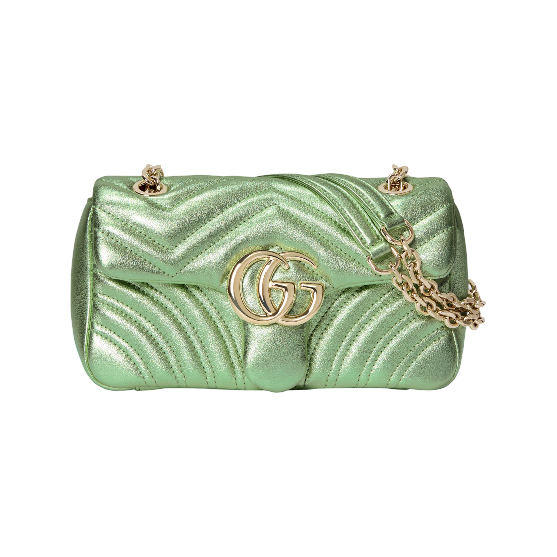 구찌 GG 마몽 스몰 숄더백 페일 그린 라메(Gucci GG Marmont Small Shoulder Bag Pale Green Lame) - 1