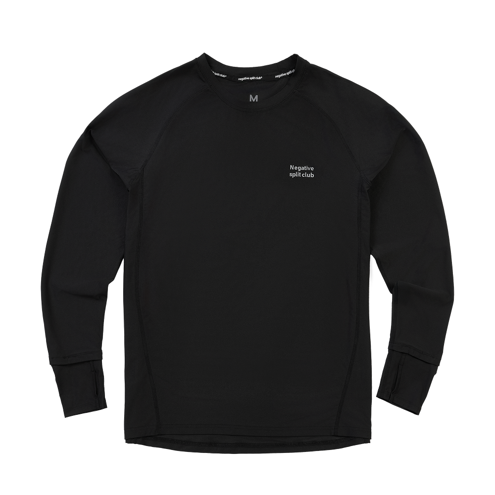네거티브 스플릿 클럽 퀵드라이 핑거 워치홀 롱슬리브 블랙(negative split club Quickdry Finger Watch-Hole Long Sleeve Black)
