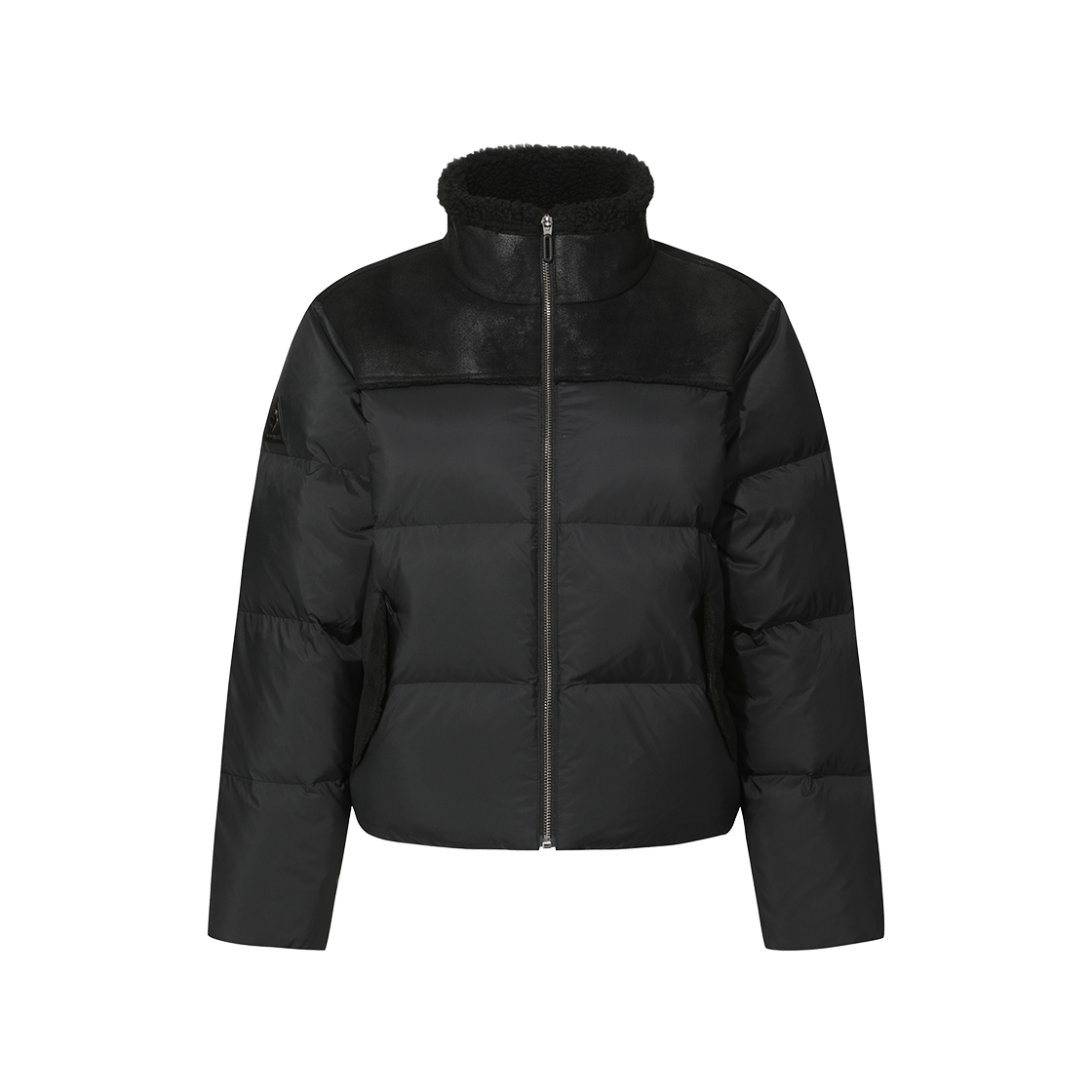 르꼬끄 스포르티브 여성 루즈핏 페이크 무스탕 다운 자켓 - 블랙 QQ422ODJN6(le coq sportif Women's Loose-Fit Faux Shearling Down Jacket Black)