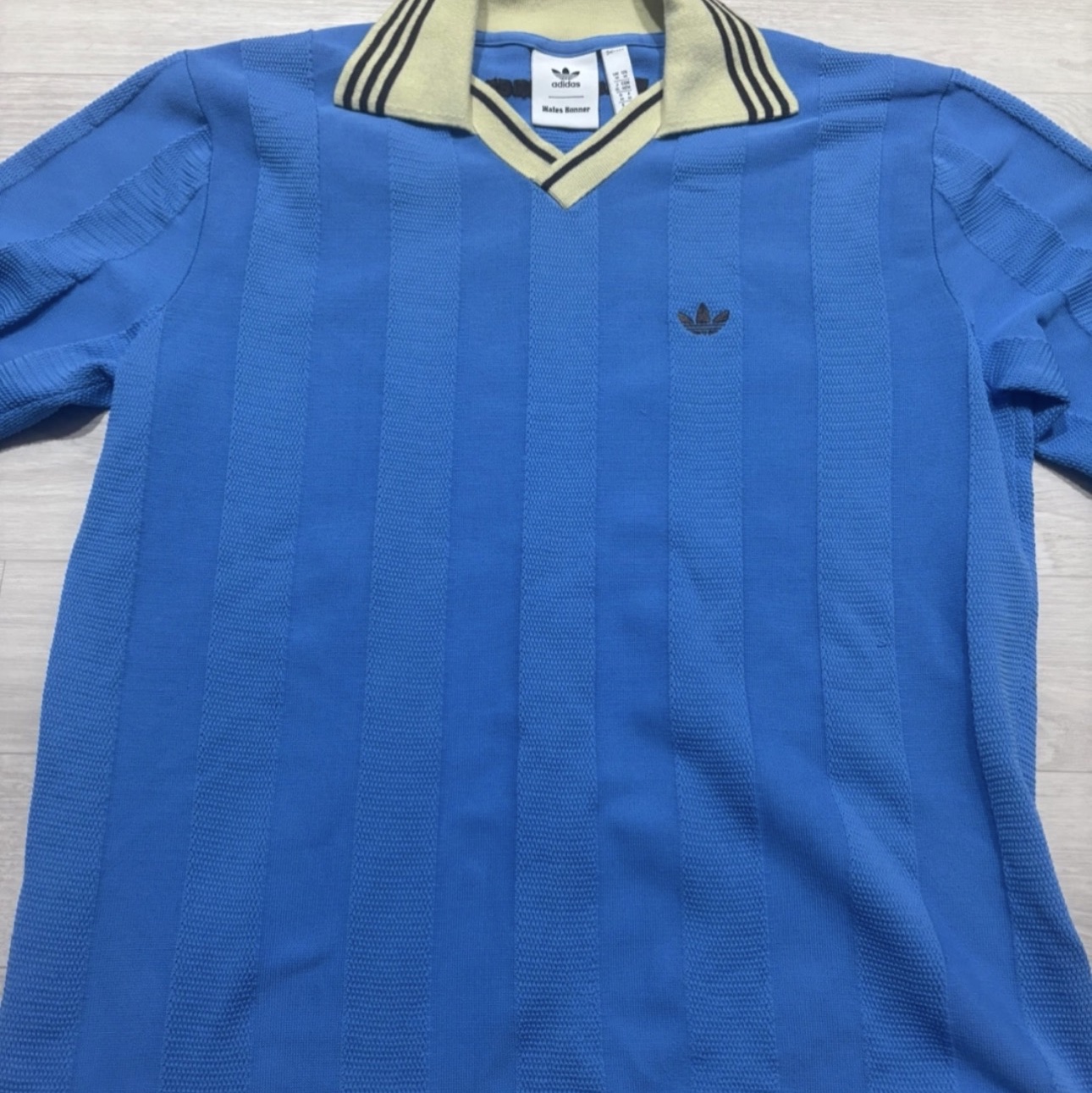 Adidas x Wales Bonner Knit Long Sleeve Football T-Shirt Lucky Blue - US Sizing 착용 스타일