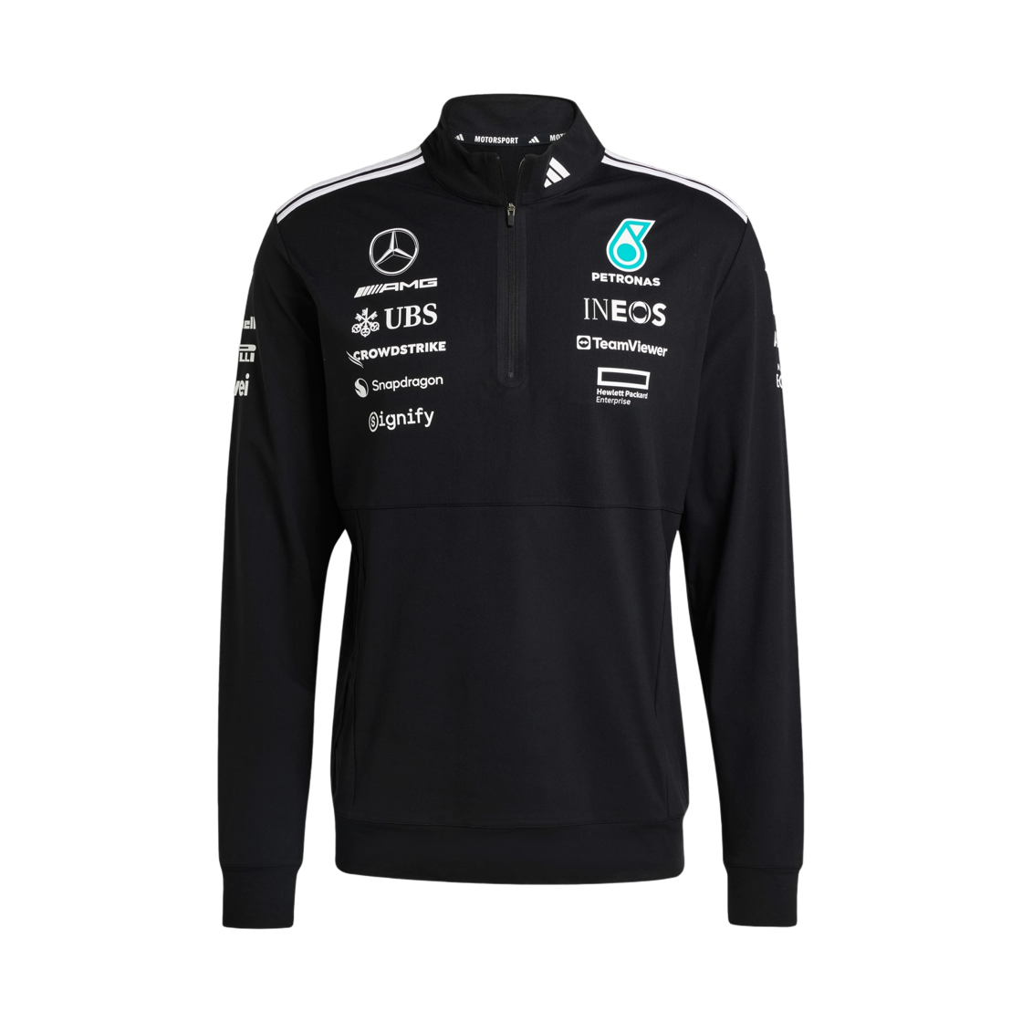 JV5745 Mercedes AMG Petronas x Adidas Formula One Team Quarter Zip Black White - US Sizing