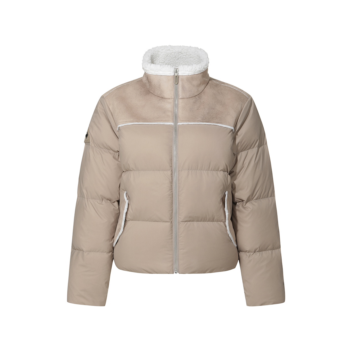 르꼬끄 스포르티브 여성 루즈핏 페이크 무스탕 다운 자켓 - 베이지 QQ422ODJN6(le coq sportif Women's Loose-Fit Faux Shearling Down Jacket Dark Beige)
