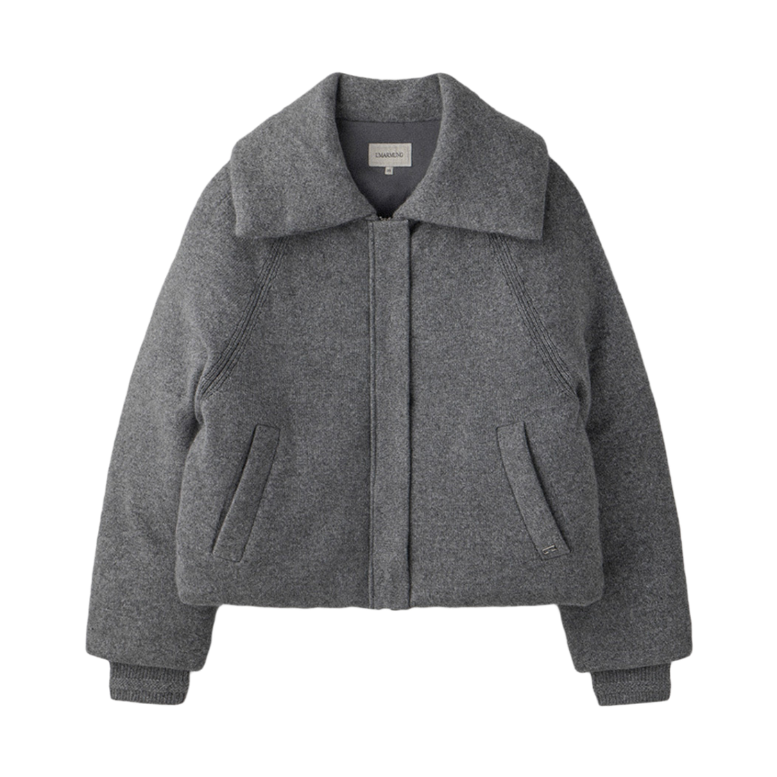 UM254WJK80GR UMARMUNG Wool Cashmere Wing Collared Puffer_Heather Grey