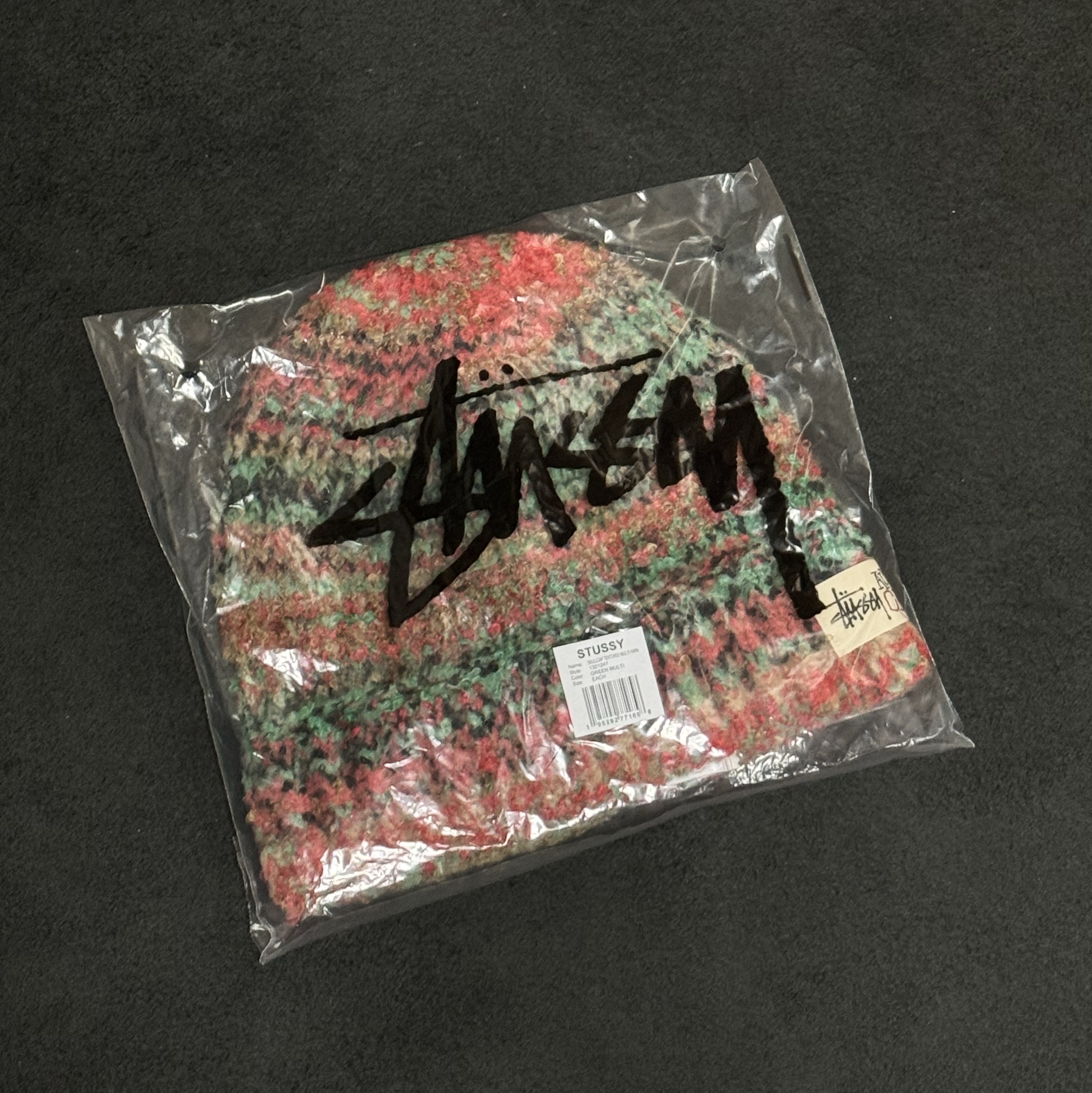 Stussy Skullcap Textured Multi Yarn Beanie Green Multi 착용 스타일