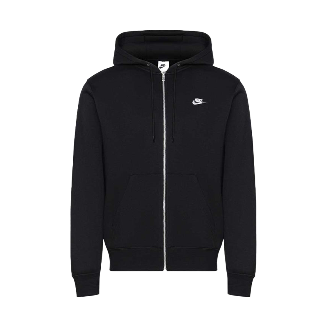 FN3861-010 Nike Club Full Zip Fleece Hoodie Black White - US/EU