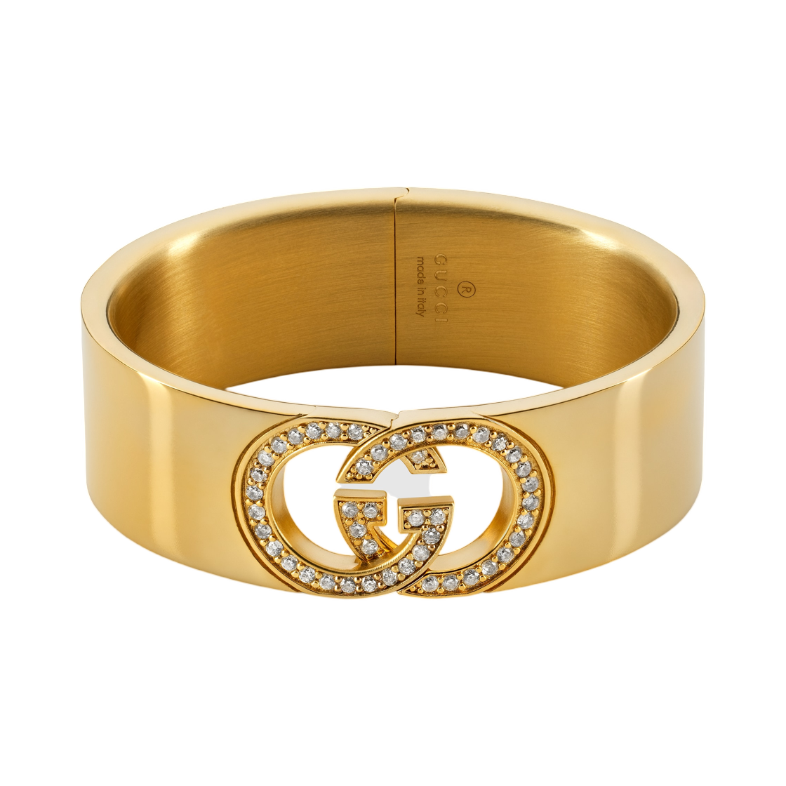 (W) 구찌 인터로킹 크리스탈 커프 브레이슬릿 골드((W) Gucci Interlocking Crystal Cuff Bracelet Gold)