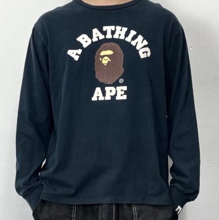 BAPE College L/S T-Shirt Black 착용 스타일