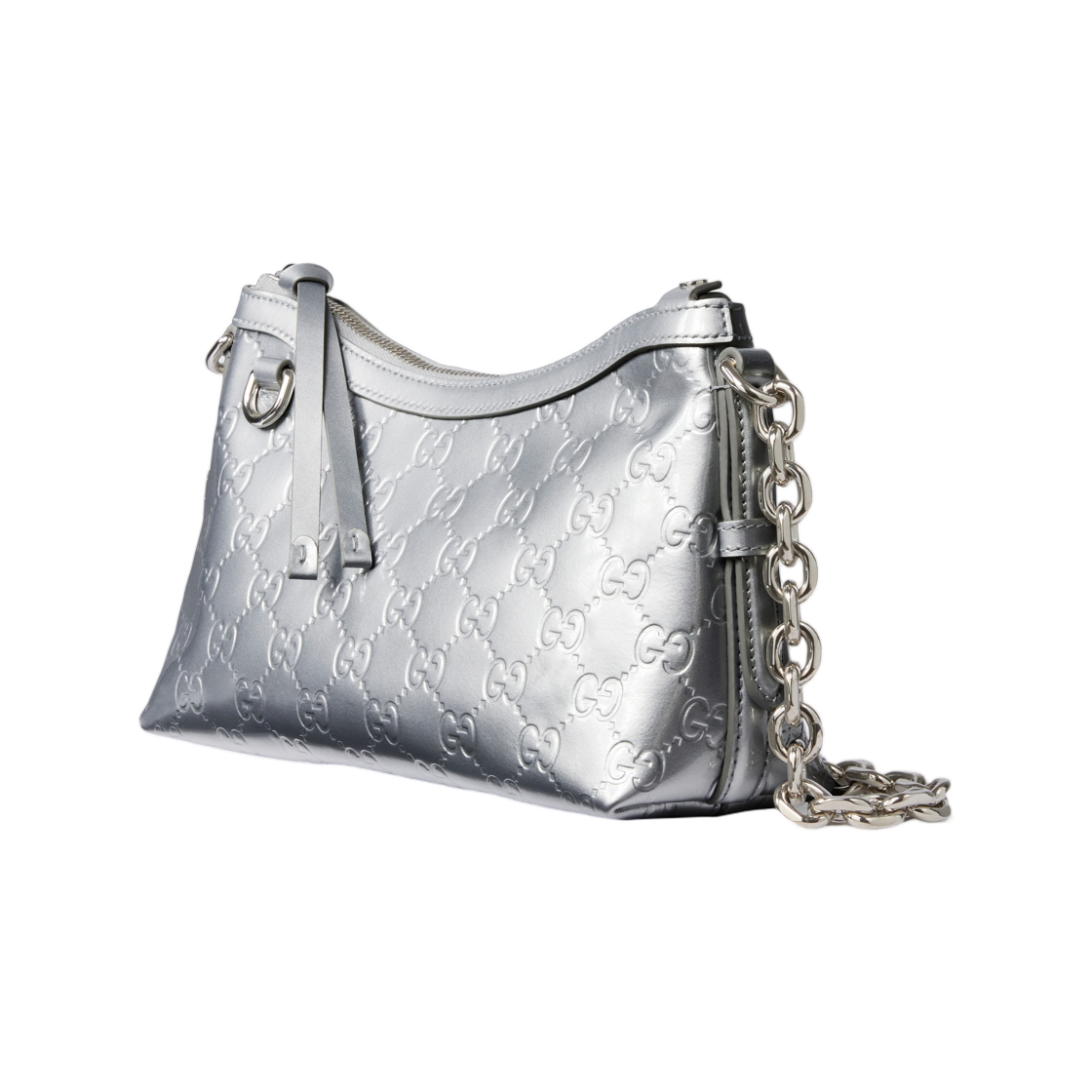 구찌 GG 엠블럼 스몰 숄더백 실버(Gucci GG Emblem Small Shoulder Bag Silver) - 2