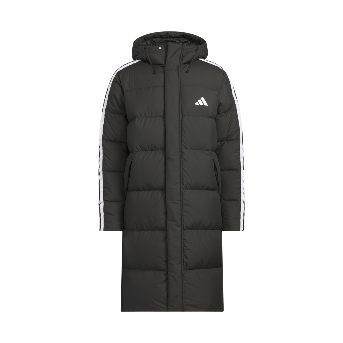 JZ8731 Adidas 3 Stripes Regular Fit Long Down Coat Black - KR Sizing