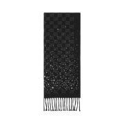 (W) Gucci Crystal Embellished GG Wool Muffler Black Gray