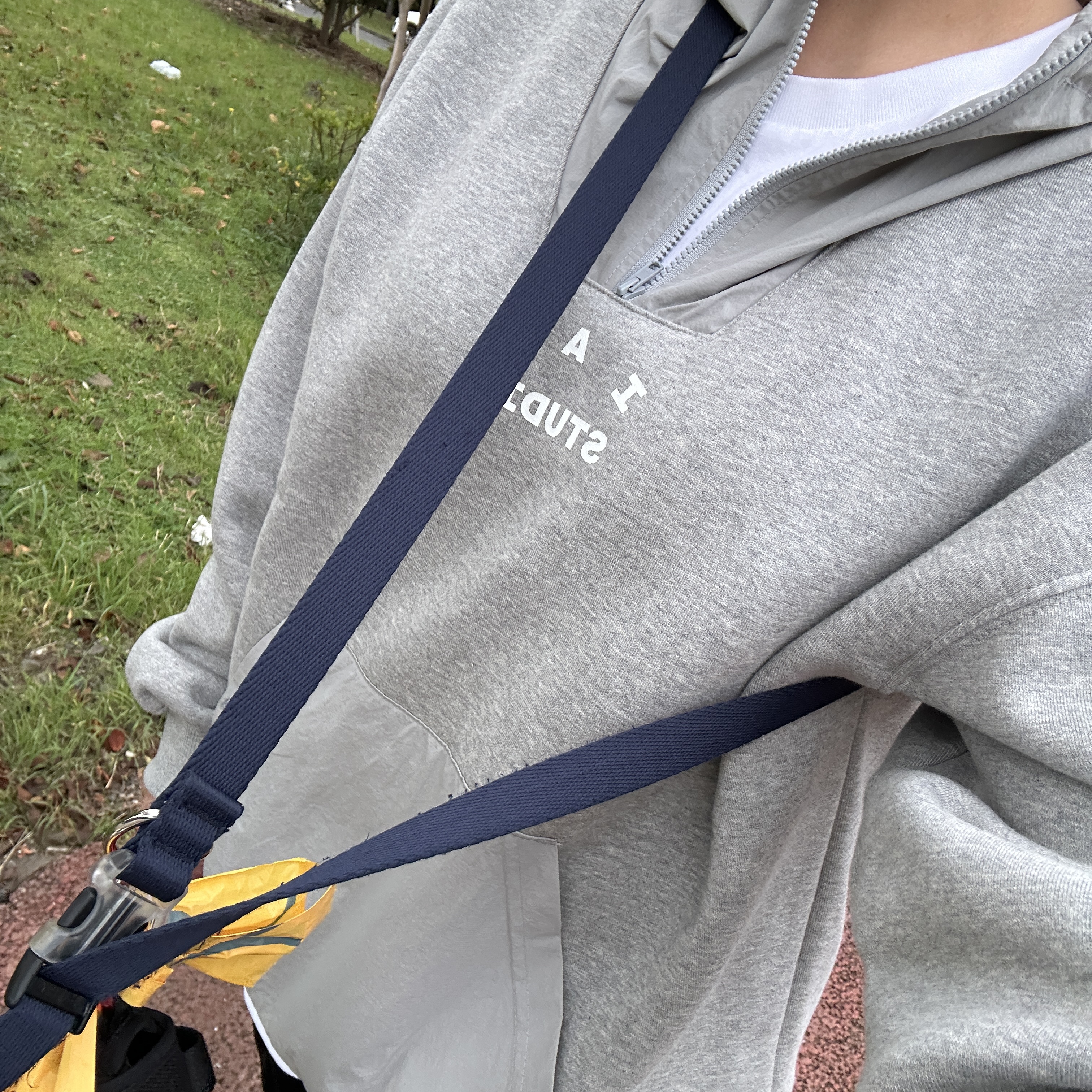 IAB Studio Woven Hoodie Gray White 착용 스타일