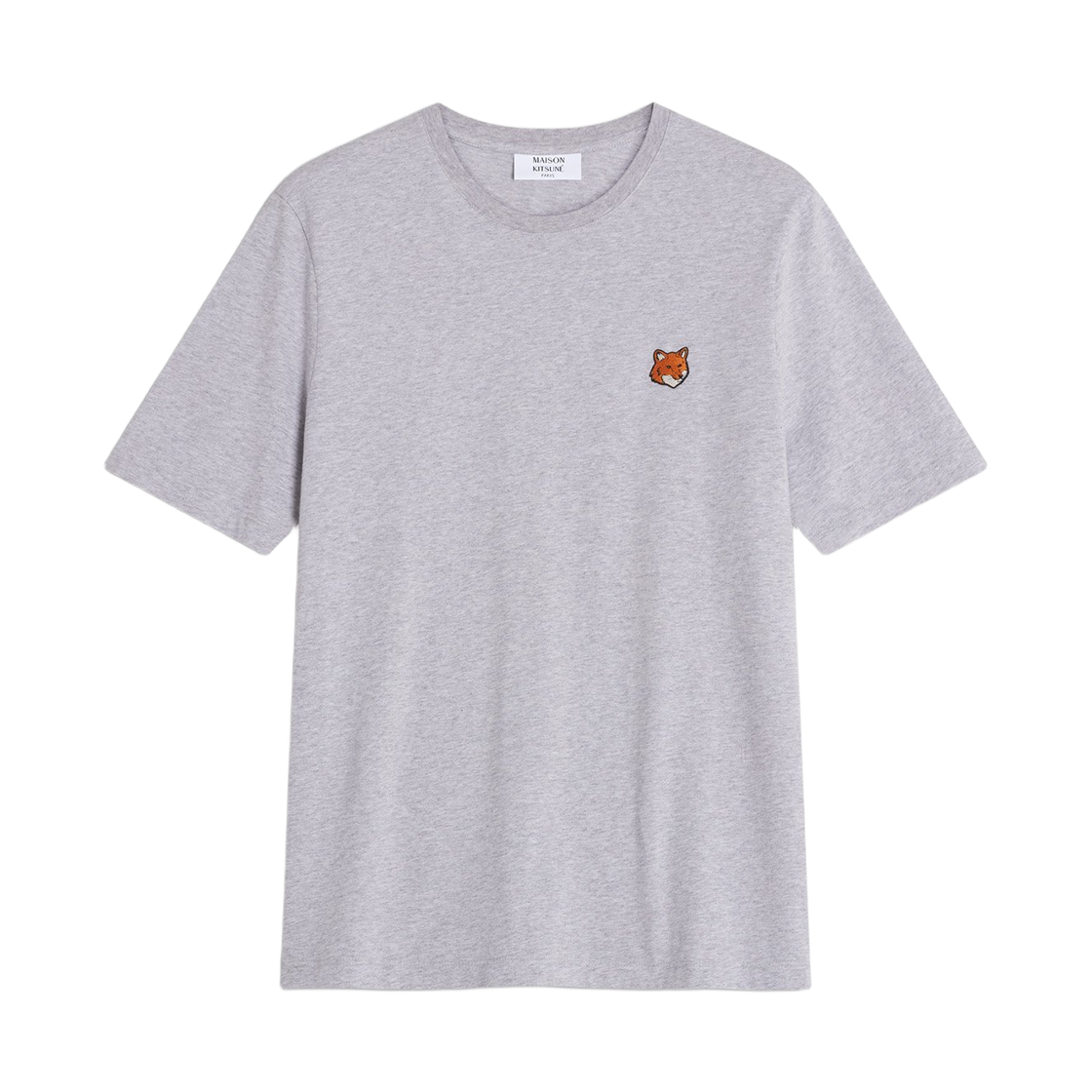 PM00107KJ7026-H120 Maison Kitsune Fox Head Regular T-Shirt Light Grey Melange