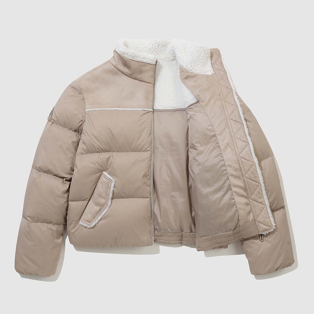 르꼬끄 스포르티브 여성 루즈핏 페이크 무스탕 다운 자켓 - 베이지 QQ422ODJN6(le coq sportif Women's Loose-Fit Faux Shearling Down Jacket Dark Beige) - 4