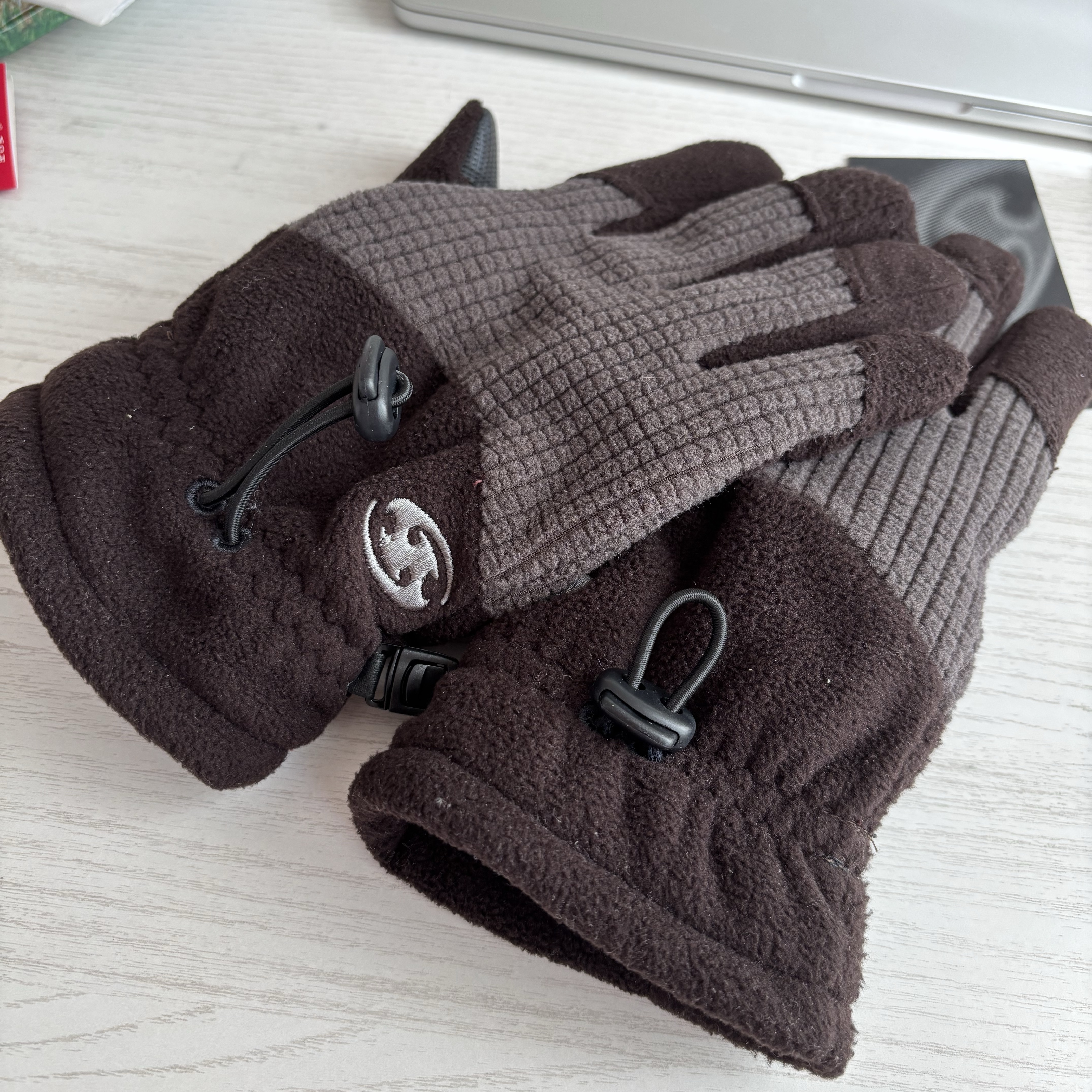 Sansan Gear Fleece Gloves Brown 착용 스타일