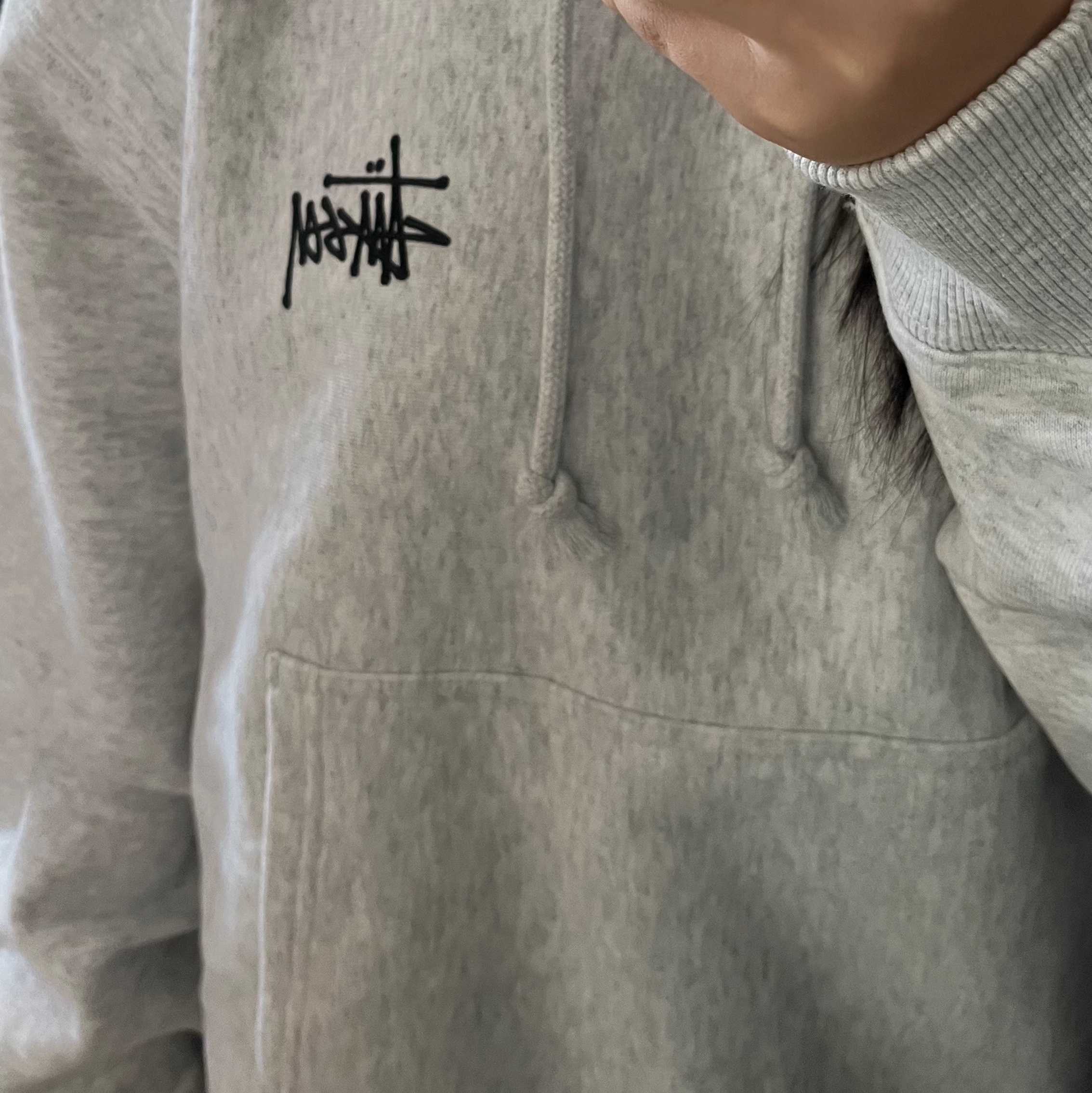 Stussy Basic Stussy Hoodie Ash Heather 착용 스타일