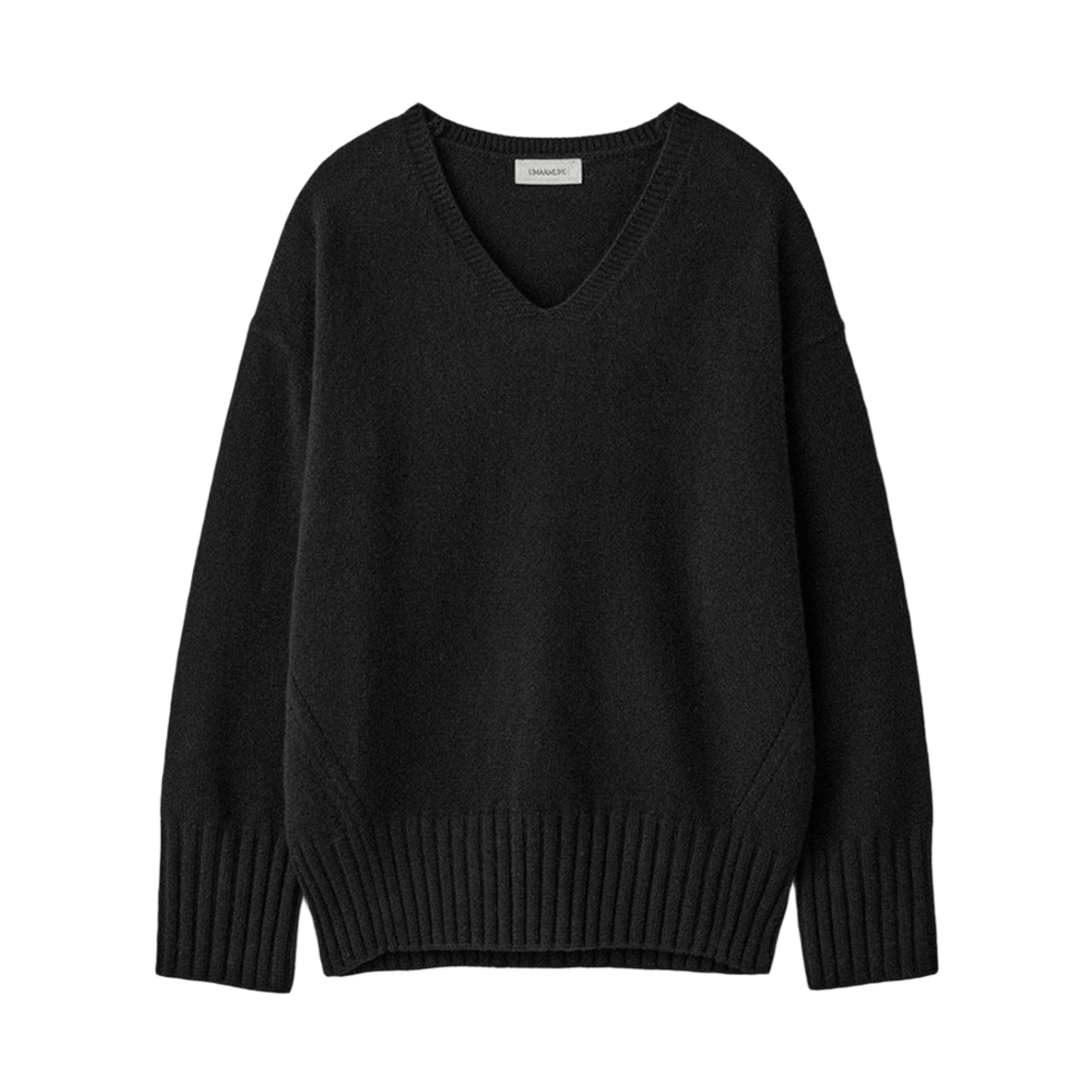 UM254WPO60BK UMARMUNG Wool Cashmere Oversized V Neck Pullover_Black