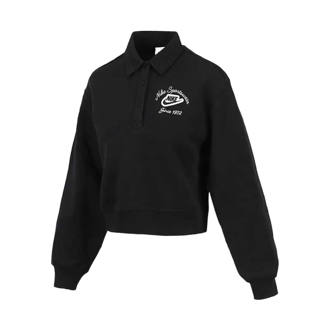 IM7487-010 (W) Nike NSW Phoenix Fleece Loose Collared Pullover Top Black - Asia