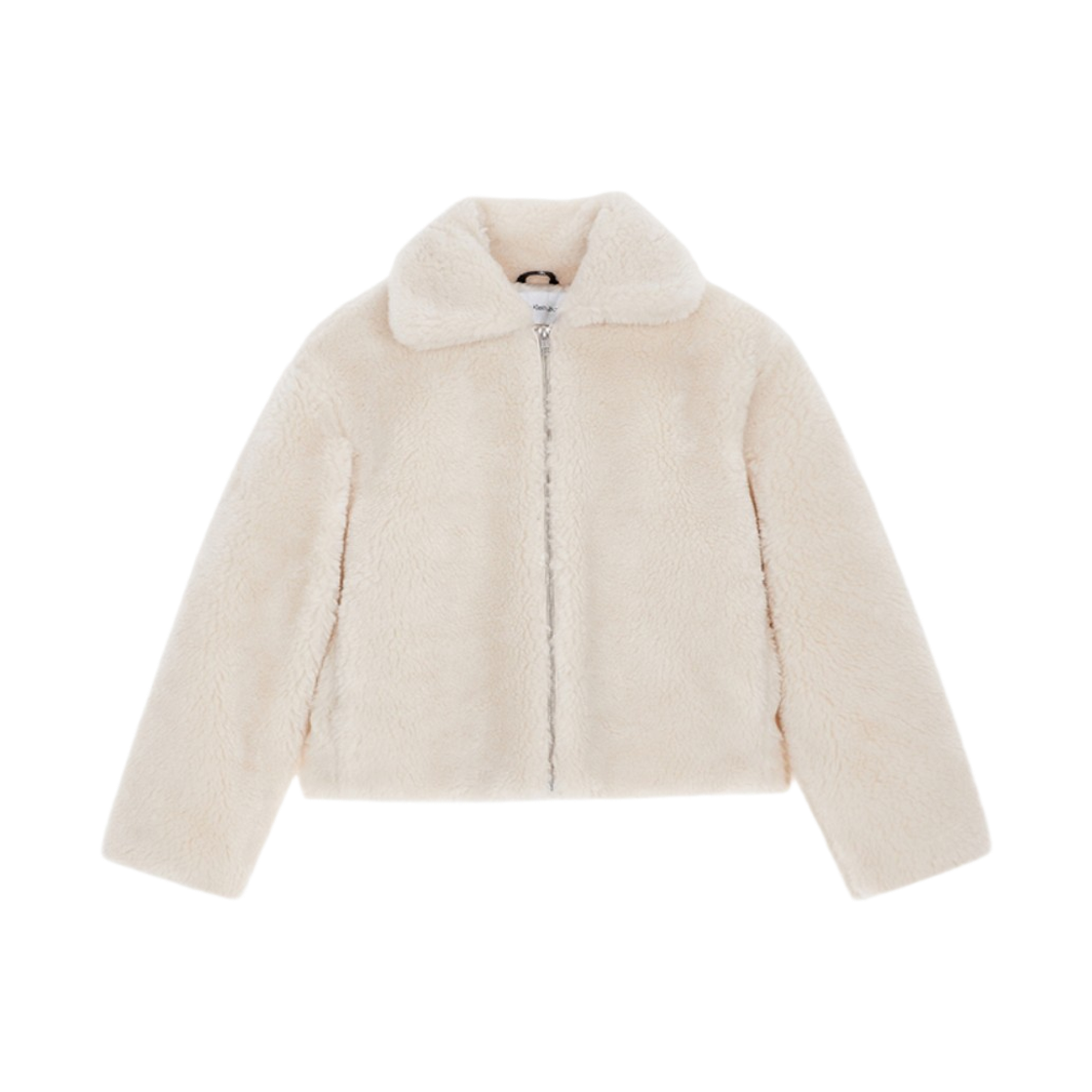 J219842ACF (W) Calvin Klein Back Logo Sherpa Jacket Eggshell
