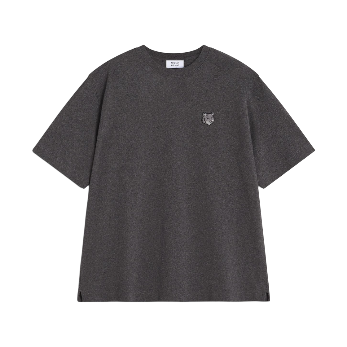 PM00109KJ0119-H170 Maison Kitsune Fox Head Oversize T-Shirt Dark Grey Melange