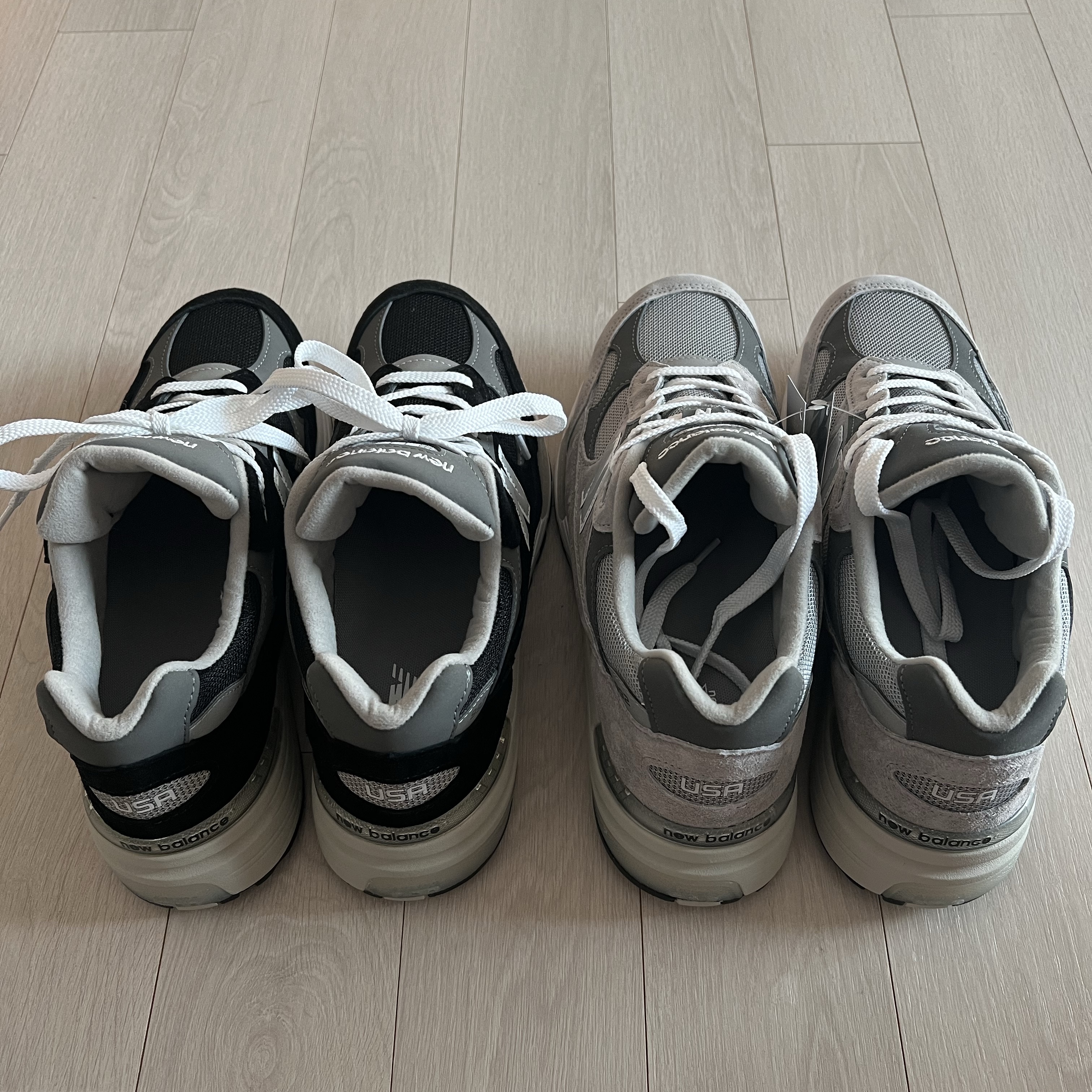 New Balance 992 Made in USA Core Grey Silver Metallic 착용 스타일 - 2